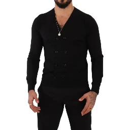 Black Cashmere Button Down Cardigan Sweater