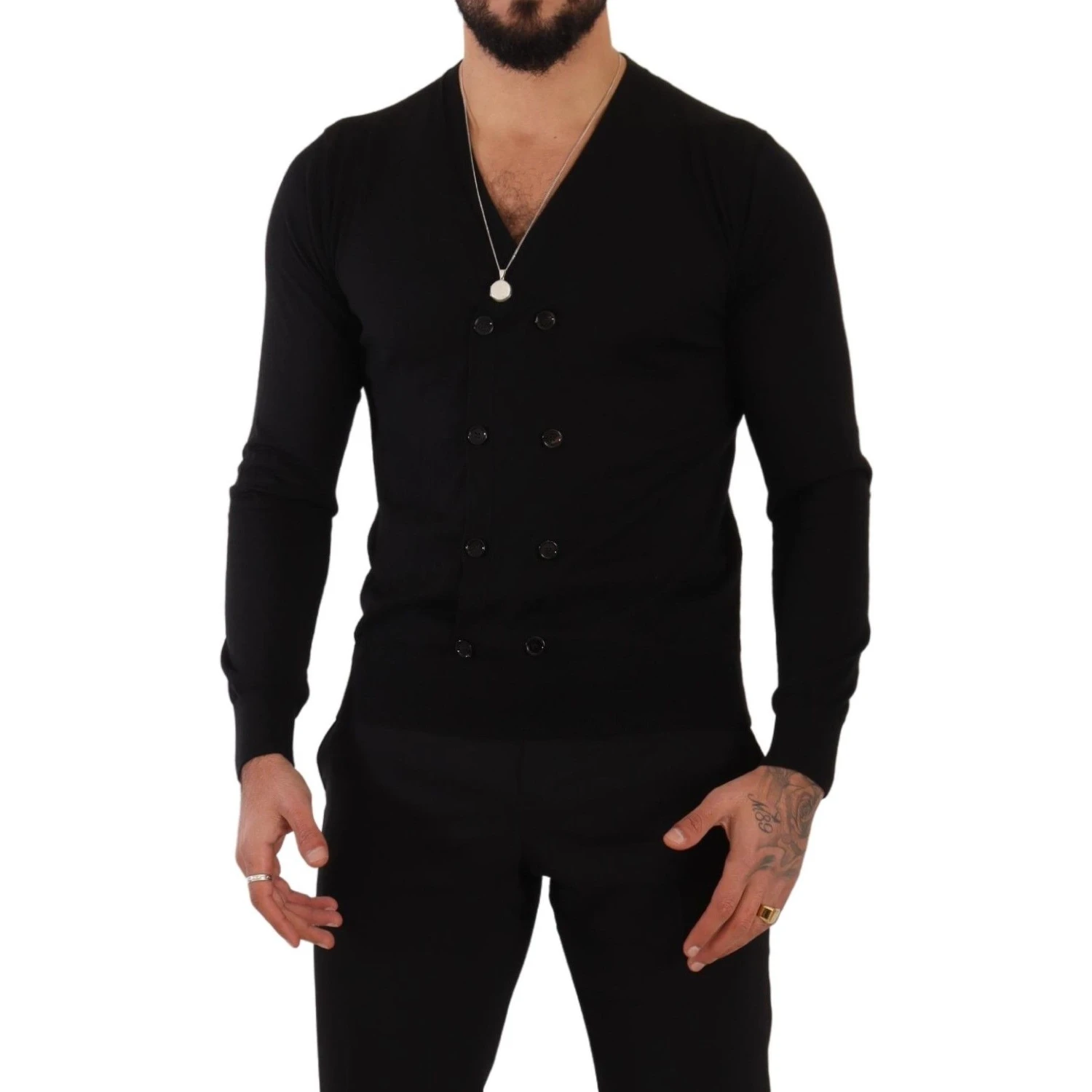 Black Cashmere Button Down Cardigan Sweater