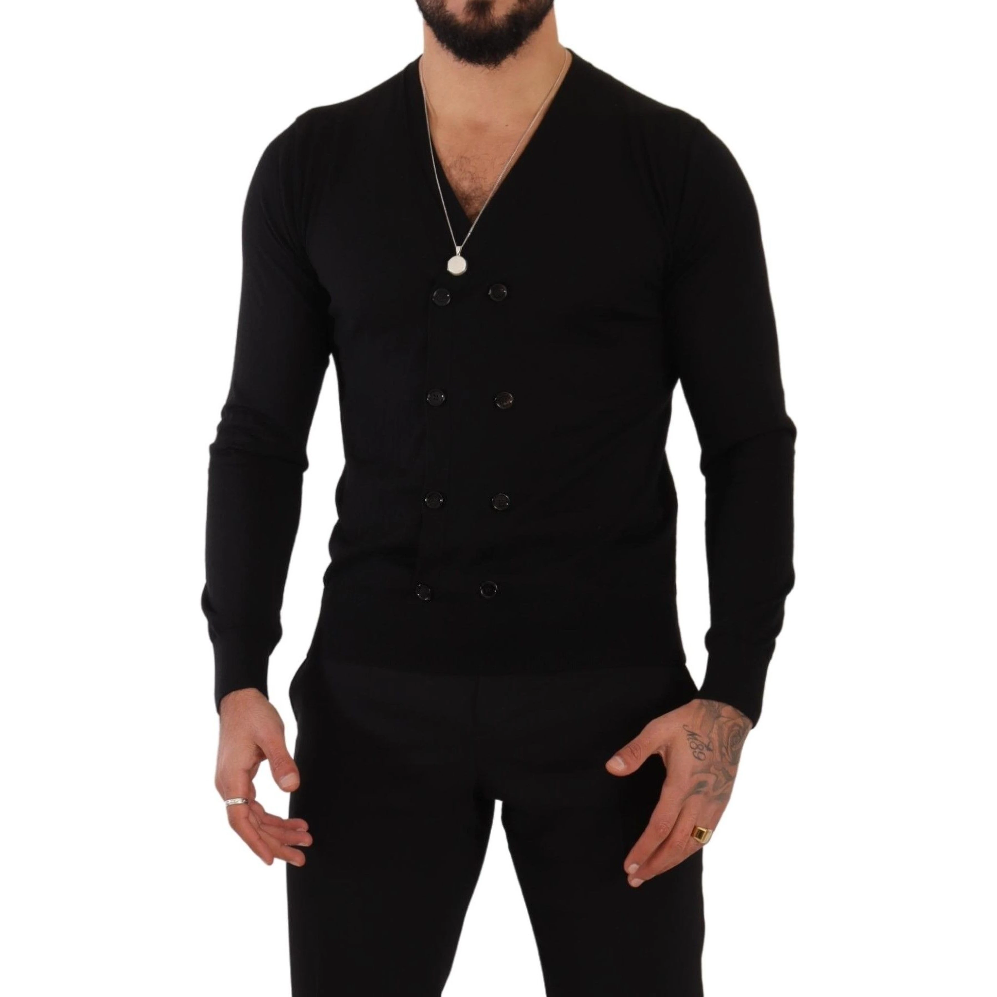 Black Cashmere Button Down Cardigan Sweater