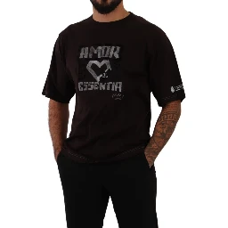 Bordeaux Cotton L-Amore Print Crewneck T-shirt