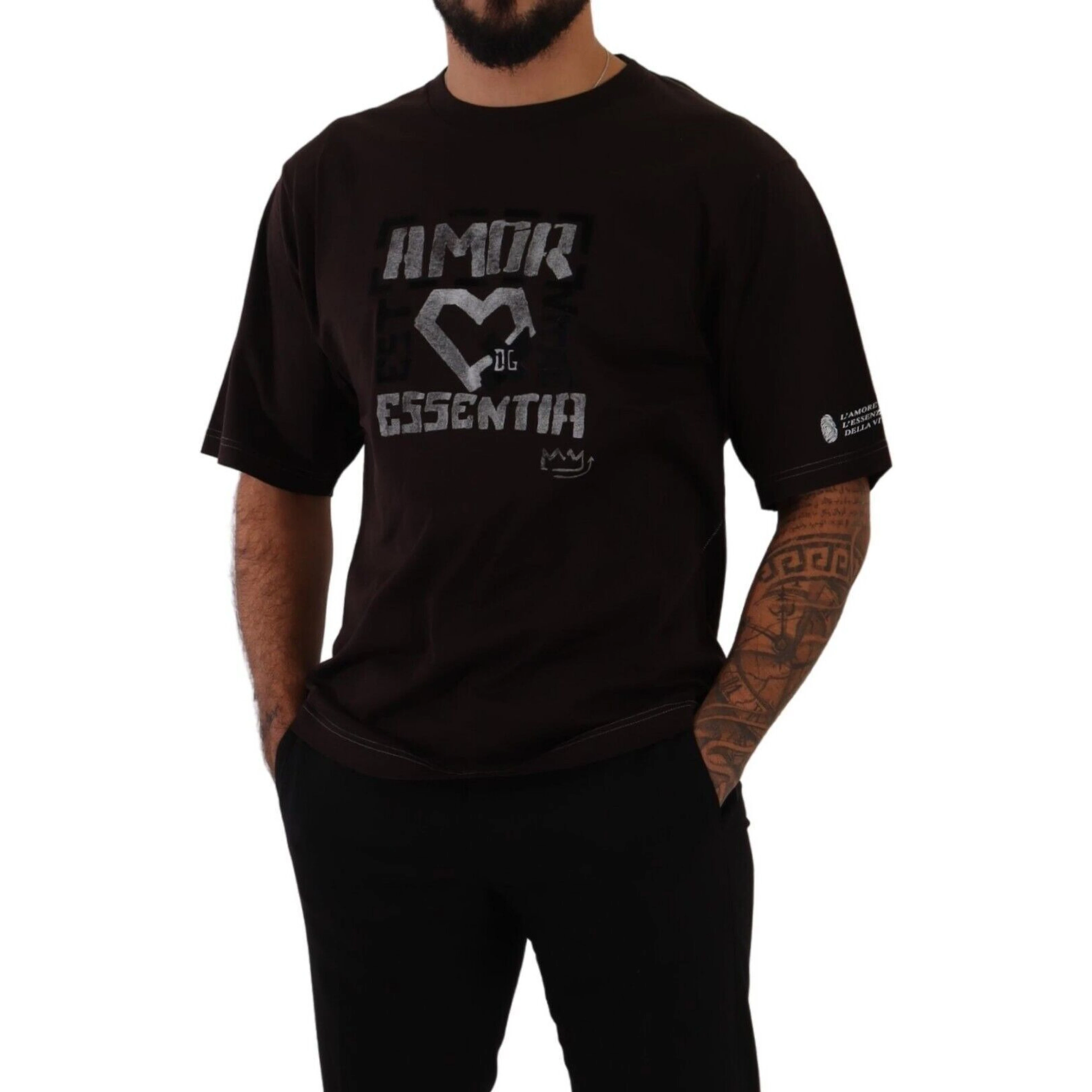 Bordeaux Cotton L-Amore Print Crewneck T-shirt