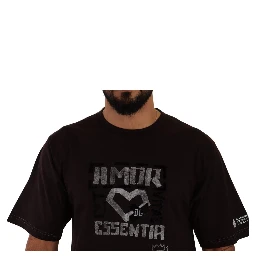 Bordeaux Cotton L-Amore Print Crewneck T-shirt