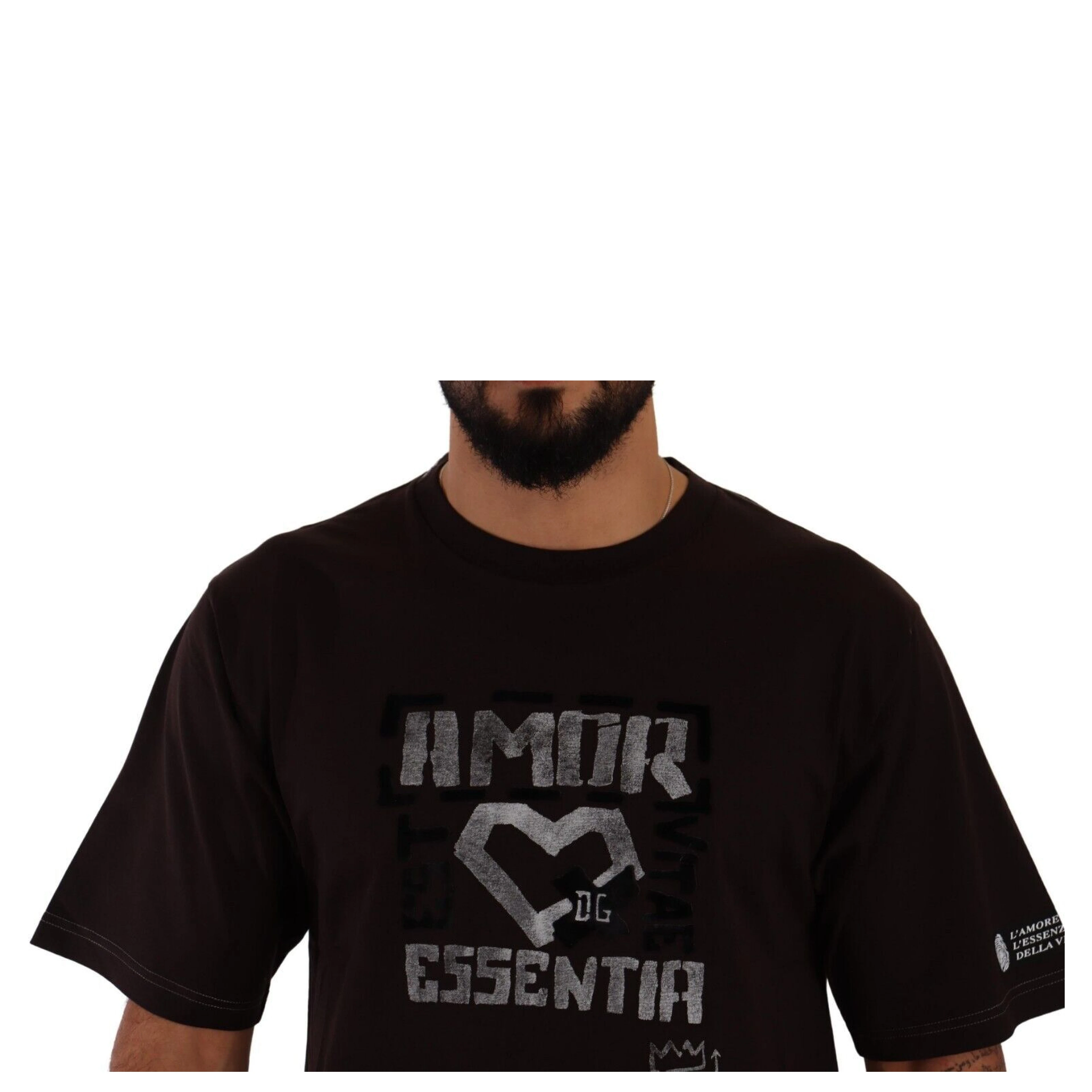 Bordeaux Cotton L-Amore Print Crewneck T-shirt