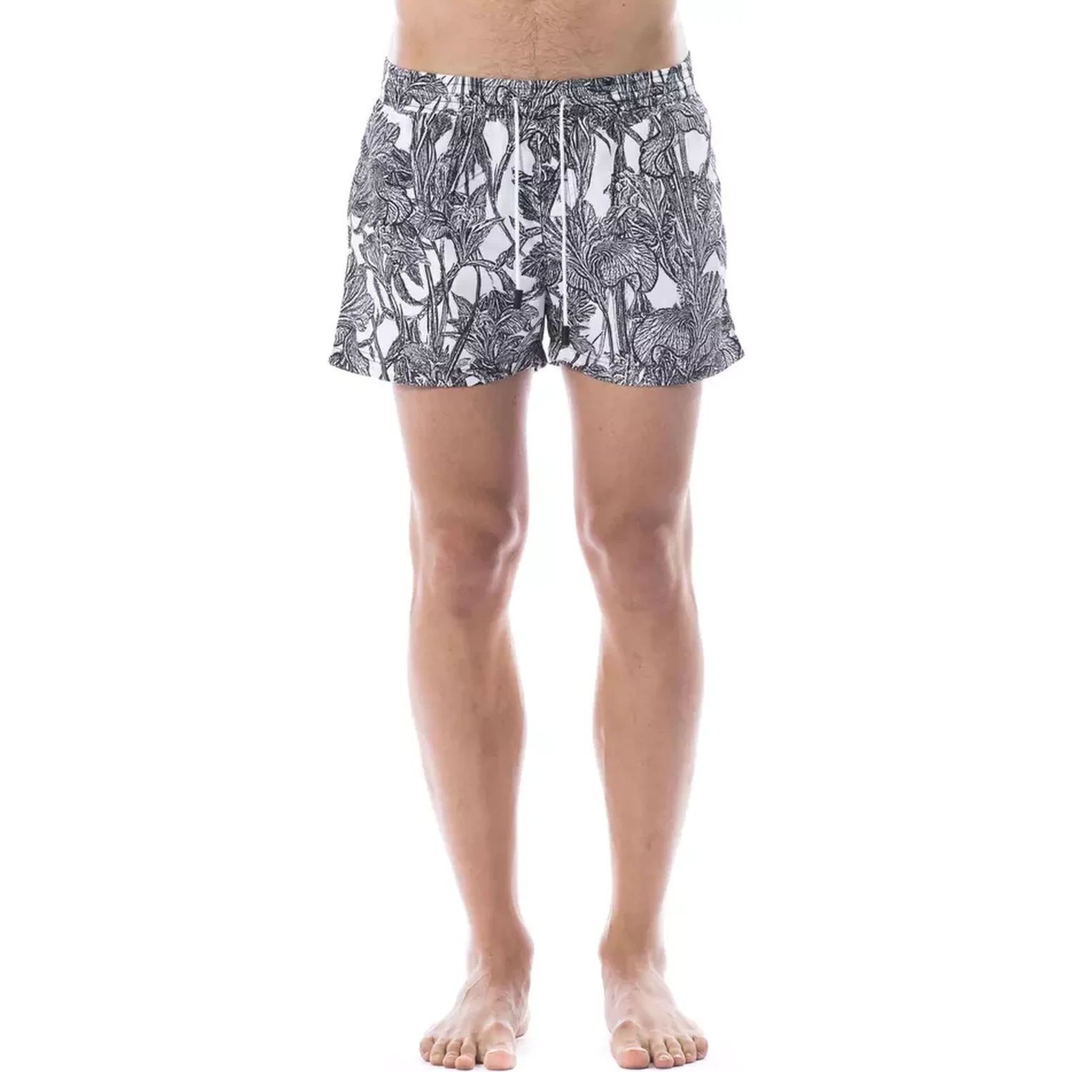 Black And White Polyester Swimwear