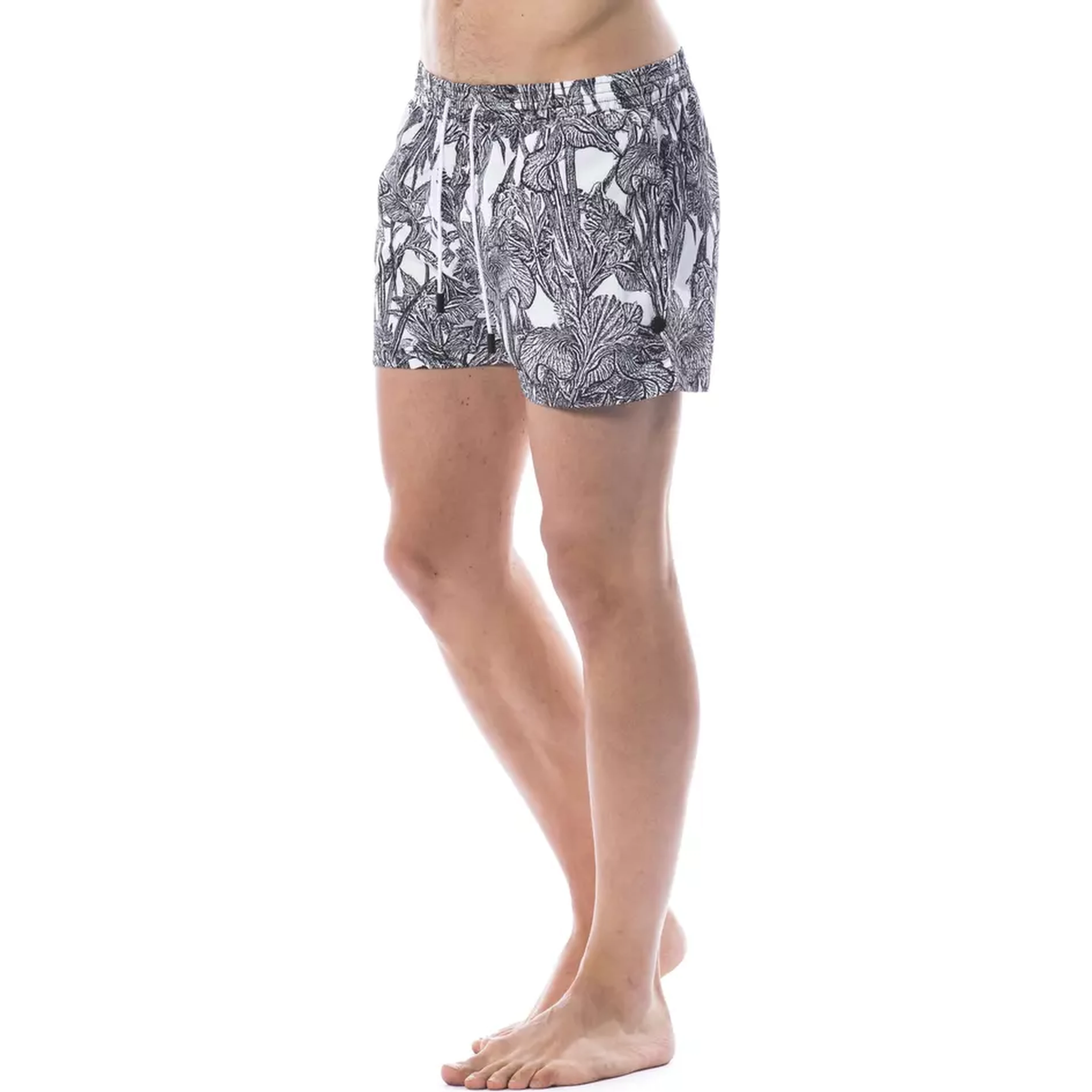 Black And White Polyester Swimwear