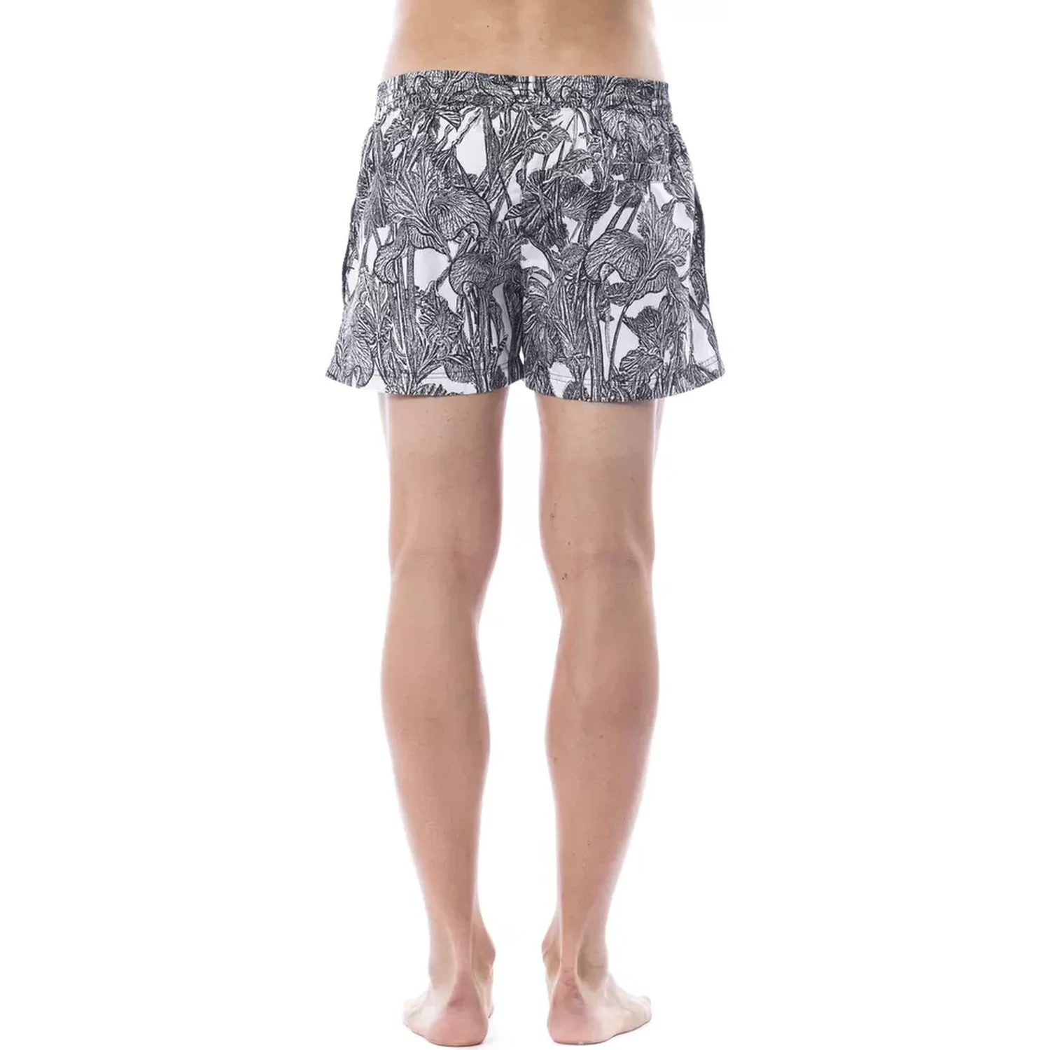 Black And White Polyester Swimwear