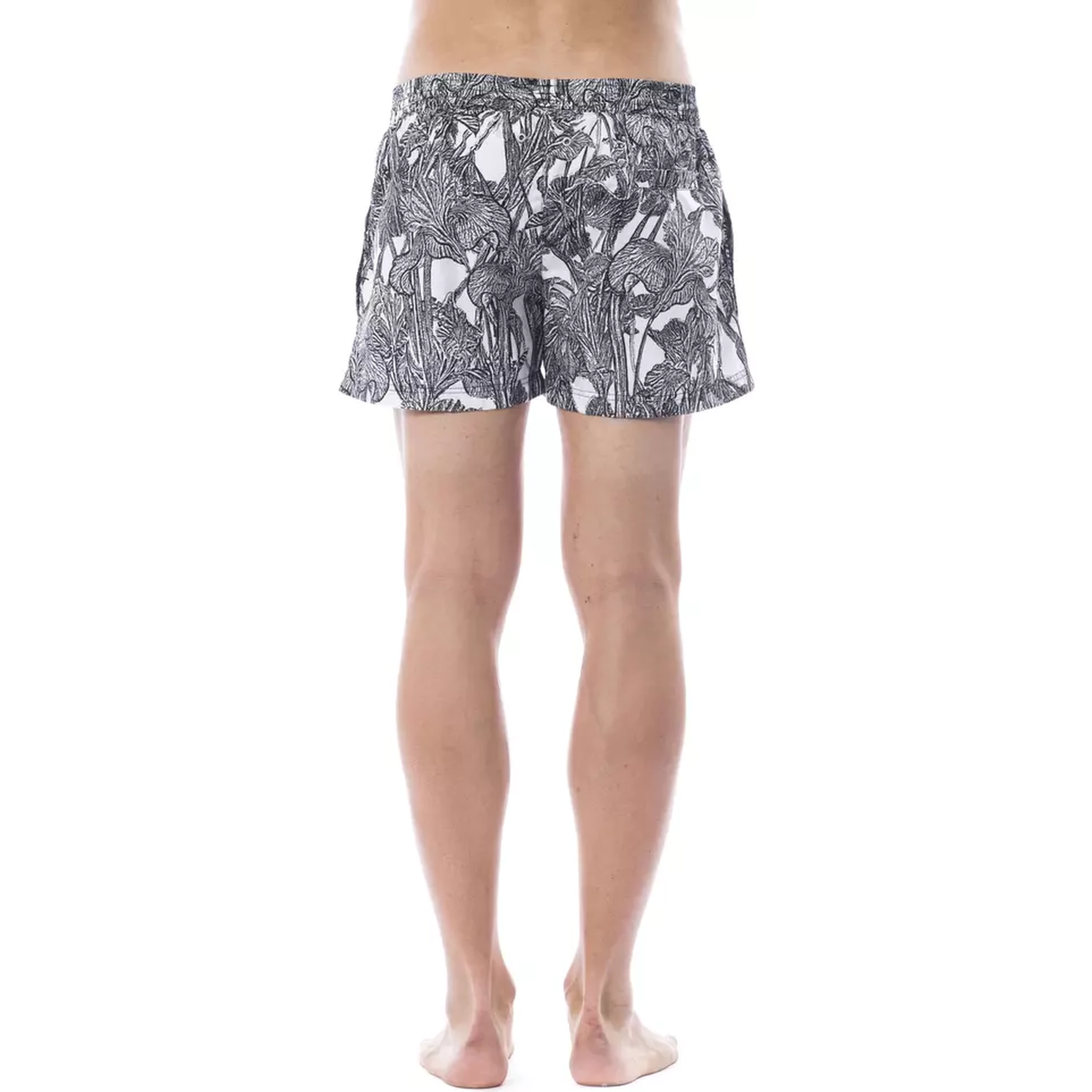 Black And White Polyester Swimwear