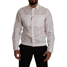 White Cotton Button Down Men Collared Shirt
