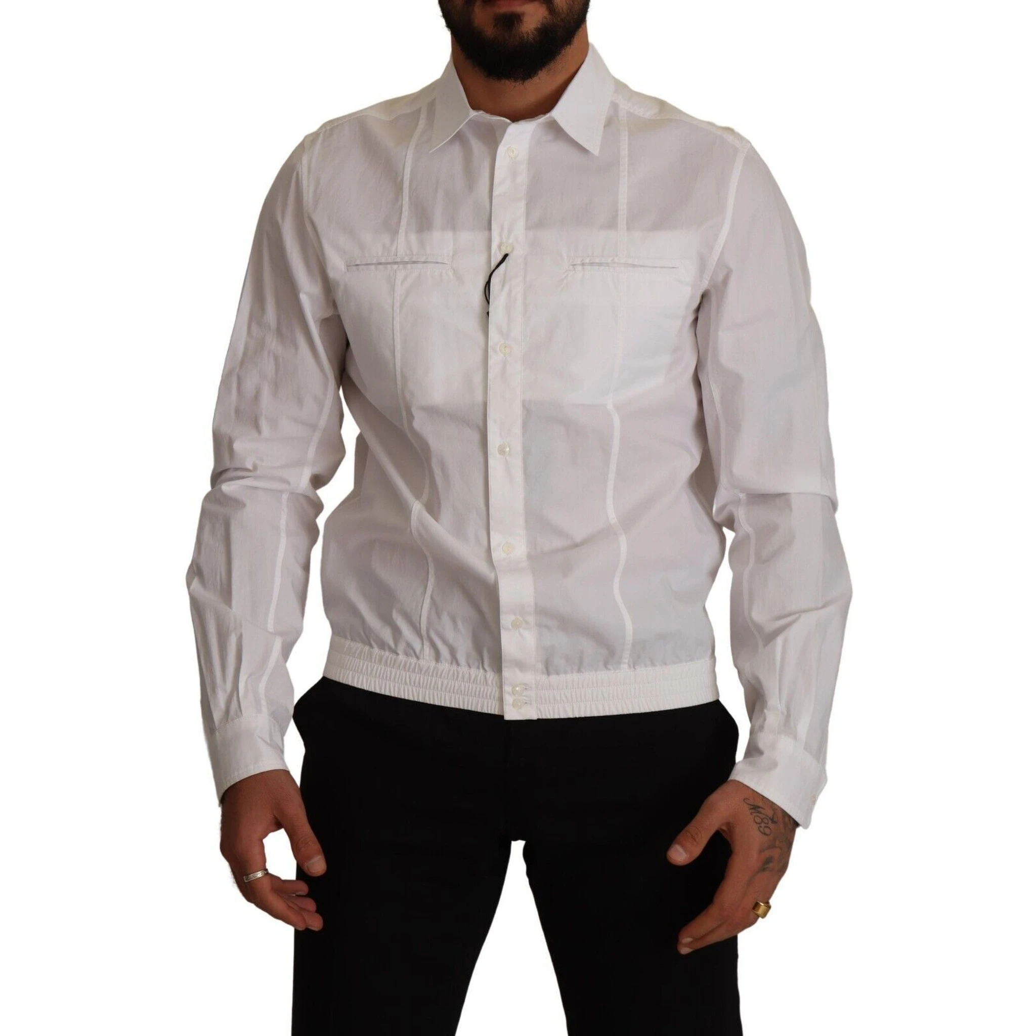White Cotton Button Down Men Collared Shirt