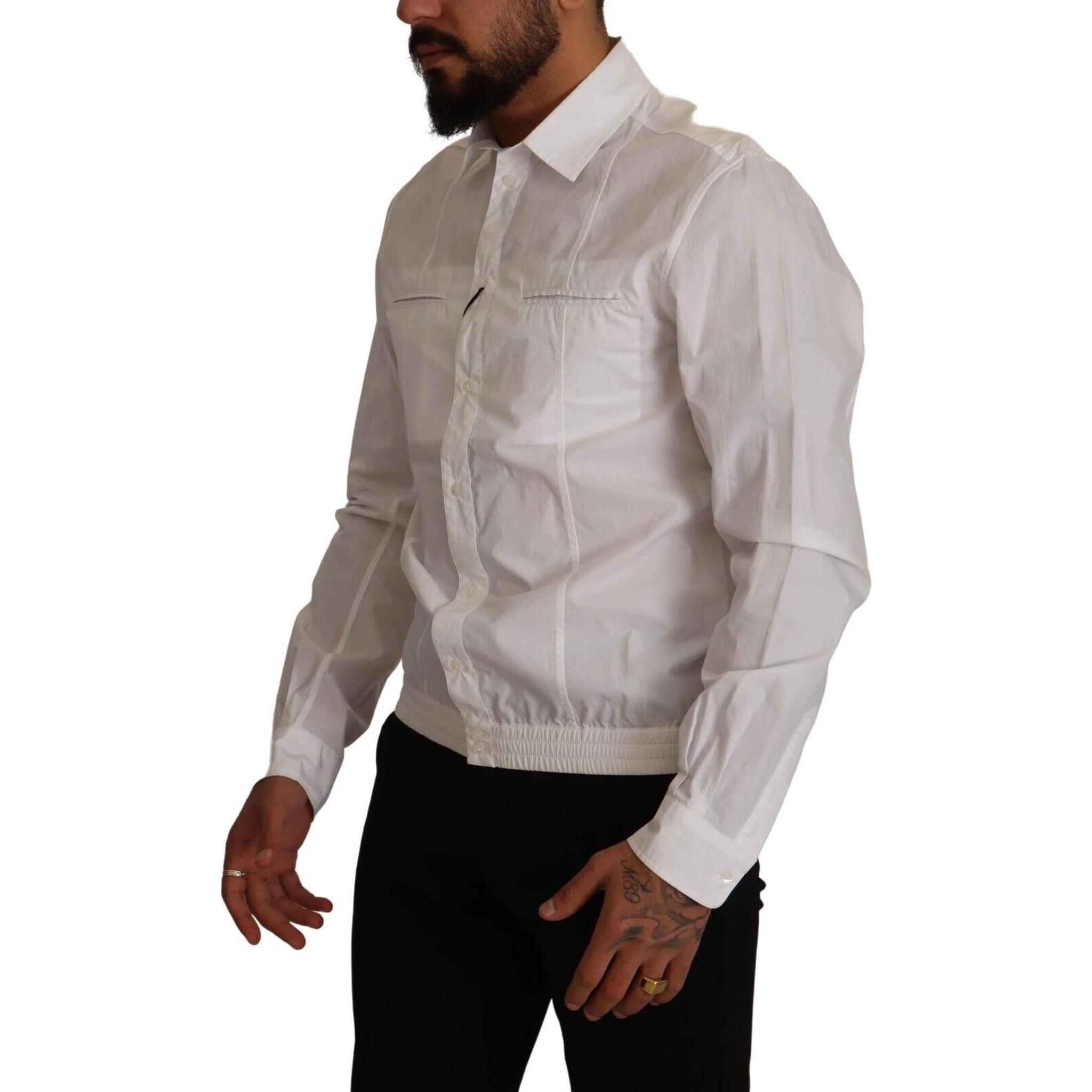 White Cotton Button Down Men Collared Shirt