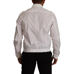 White Cotton Button Down Men Collared Shirt