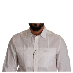 White Cotton Button Down Men Collared Shirt