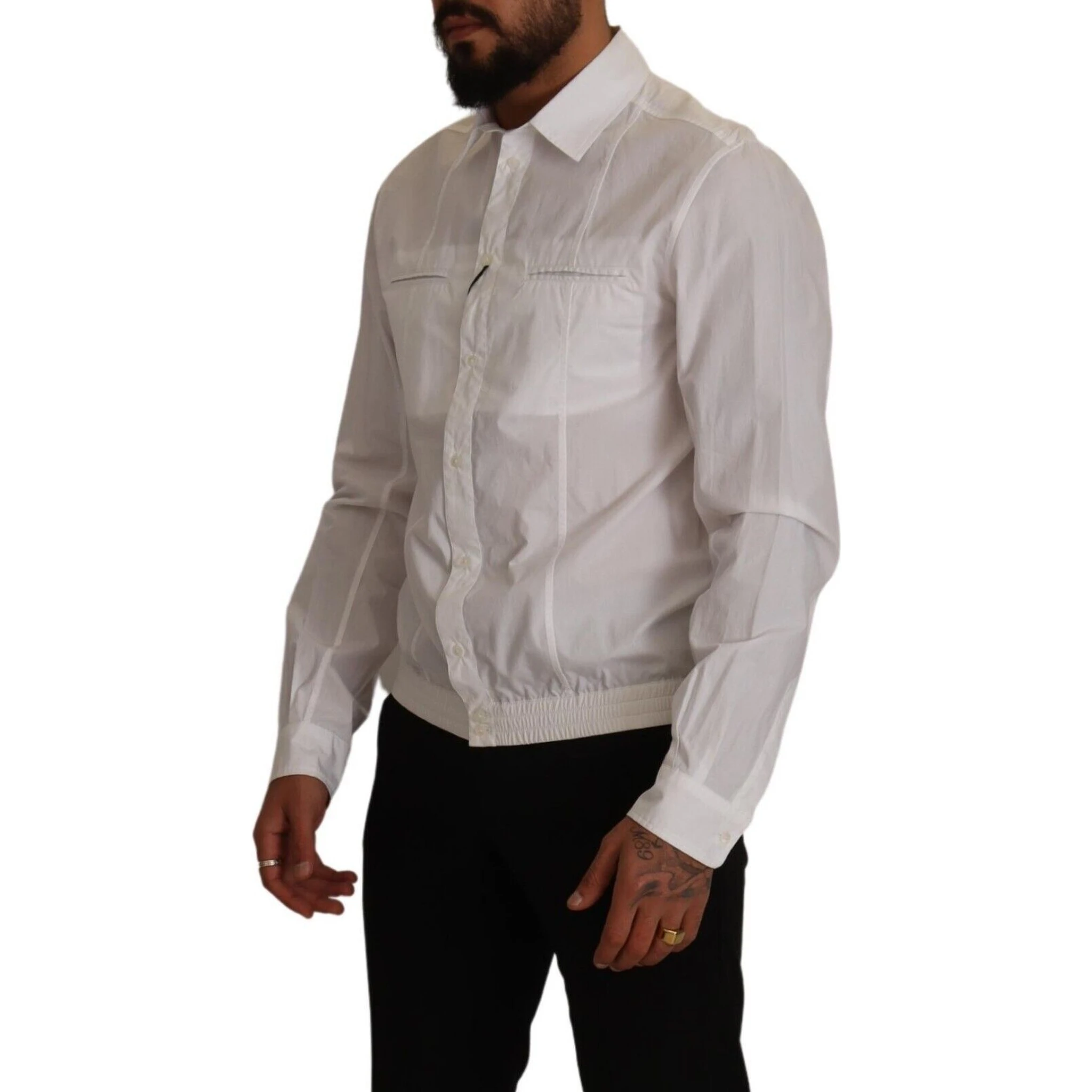 White Cotton Button Down Men Collared Shirt