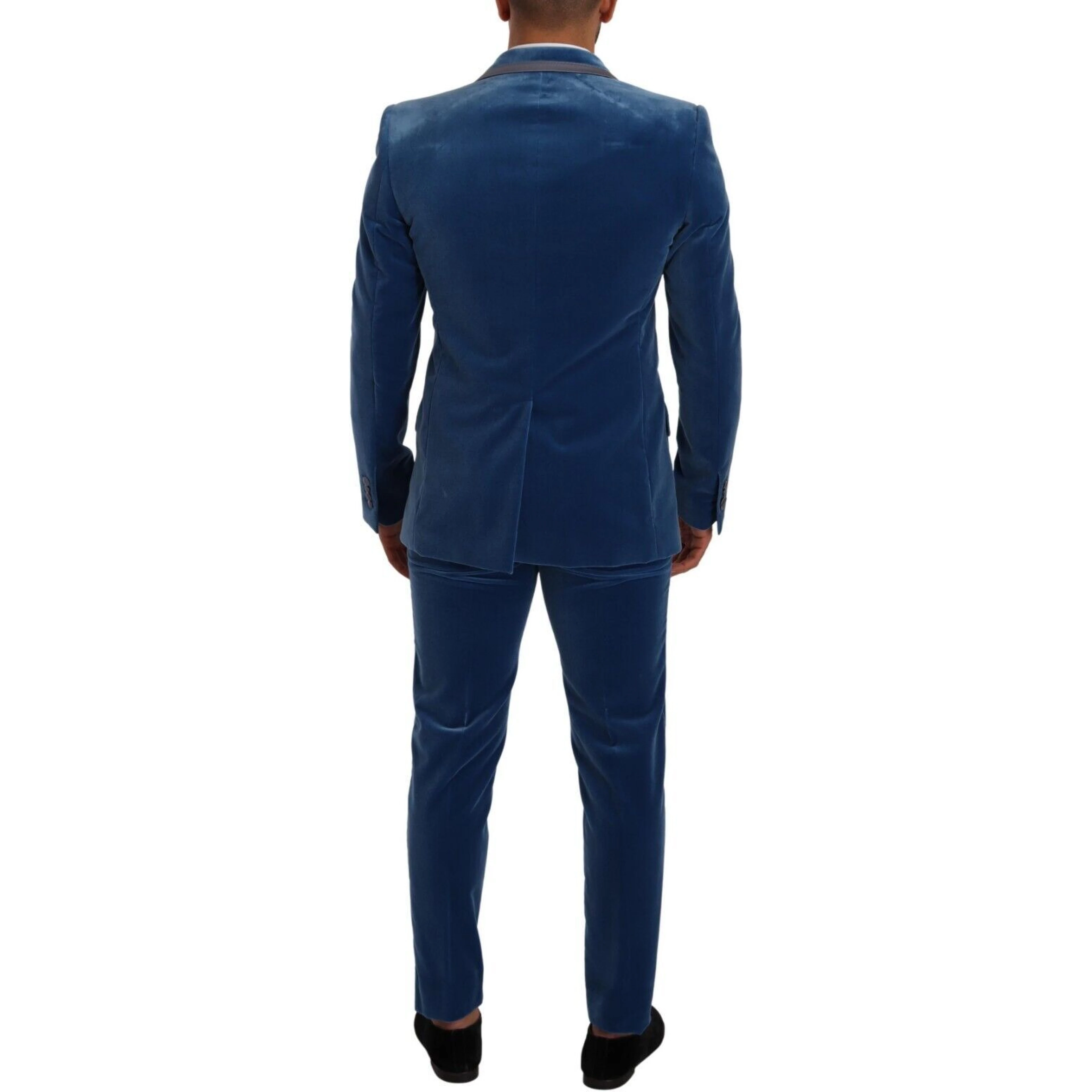 Blue SICILIA Velvet Slim Fit 2 Piece Suit