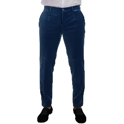 Blue SICILIA Velvet Slim Fit 2 Piece Suit