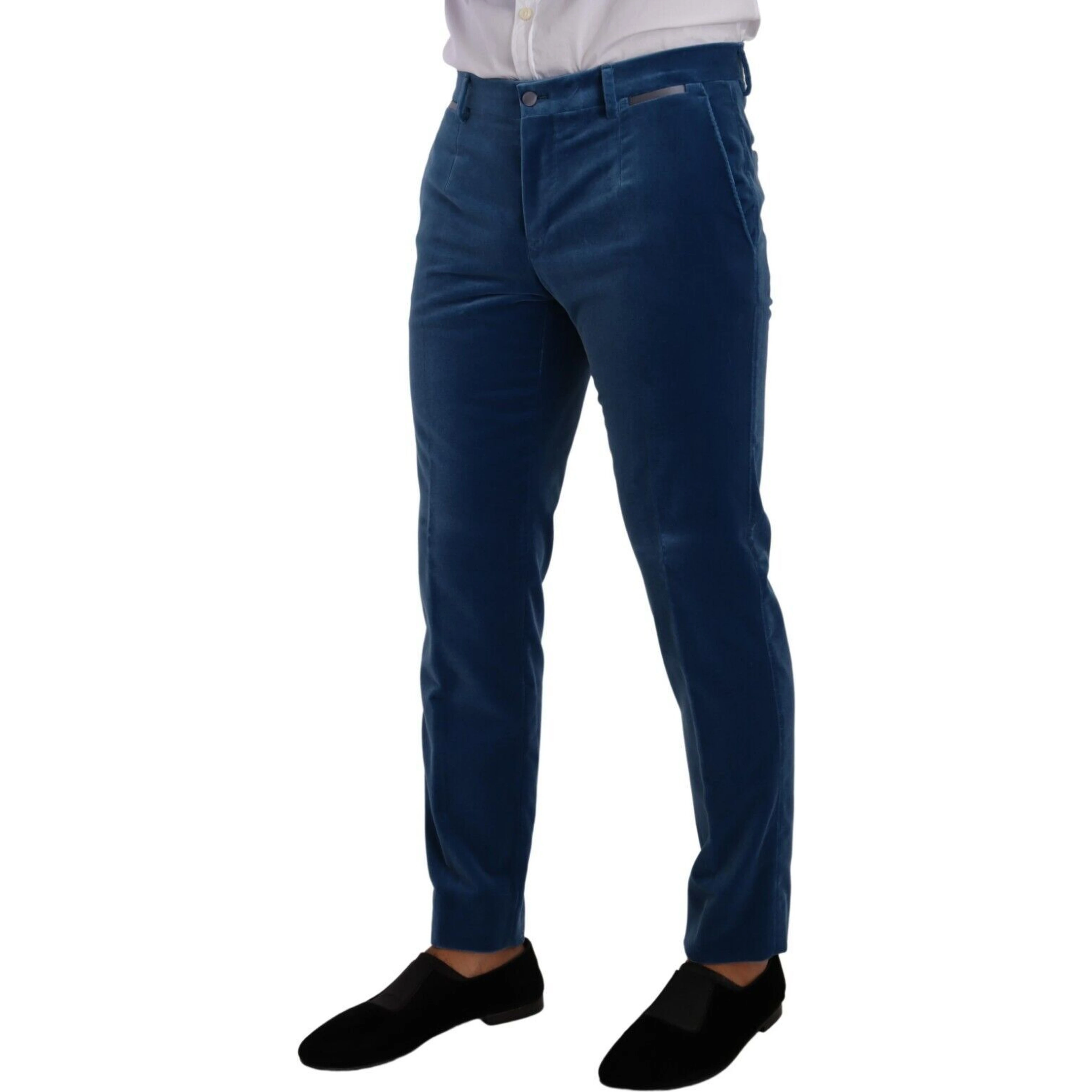 Blue SICILIA Velvet Slim Fit 2 Piece Suit