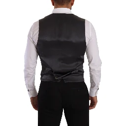 Gray Striped Double Breasted Waistcoat Vest