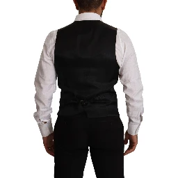 Blue Striped Wool Stretch Waistcoat Vest