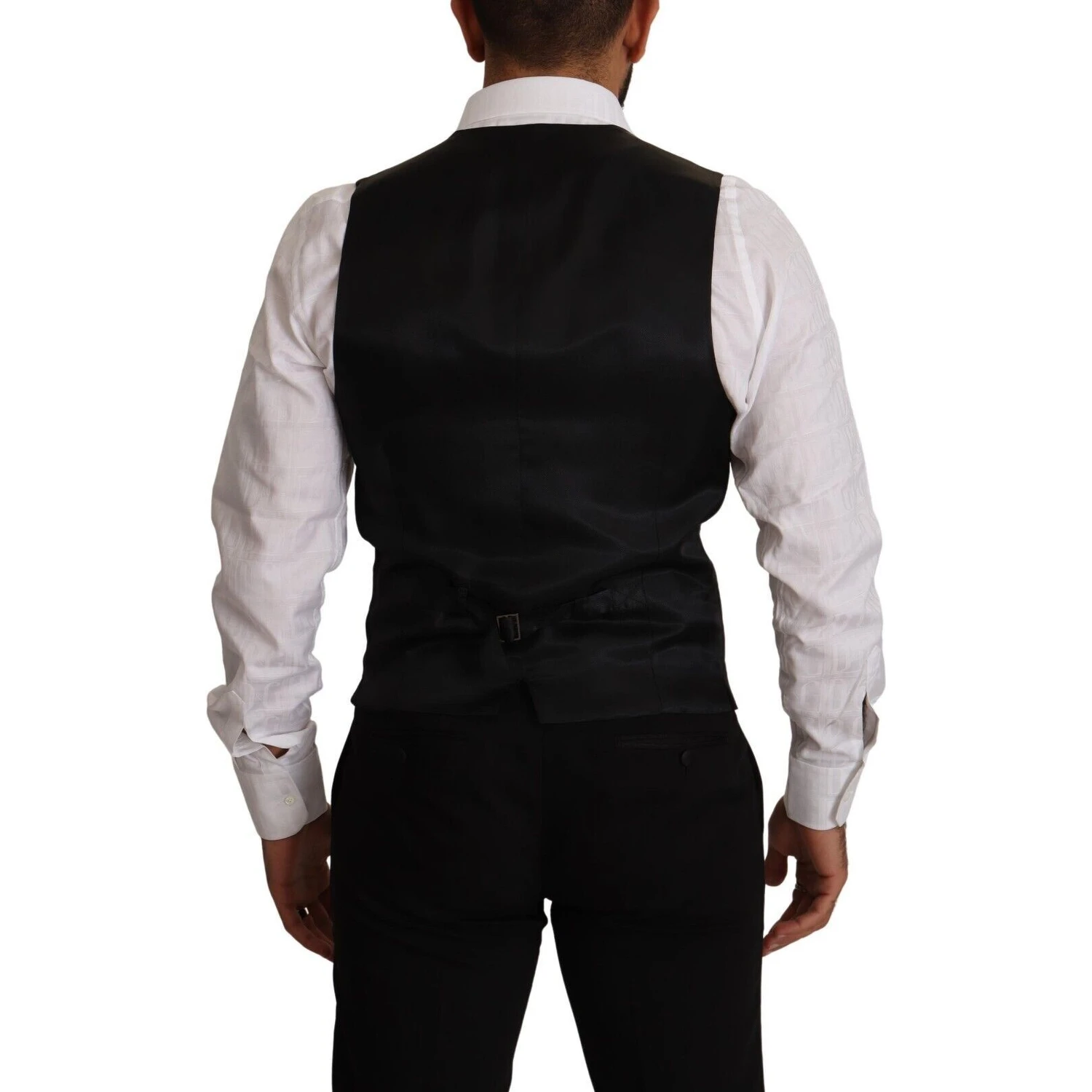 Blue Striped Wool Stretch Waistcoat Vest