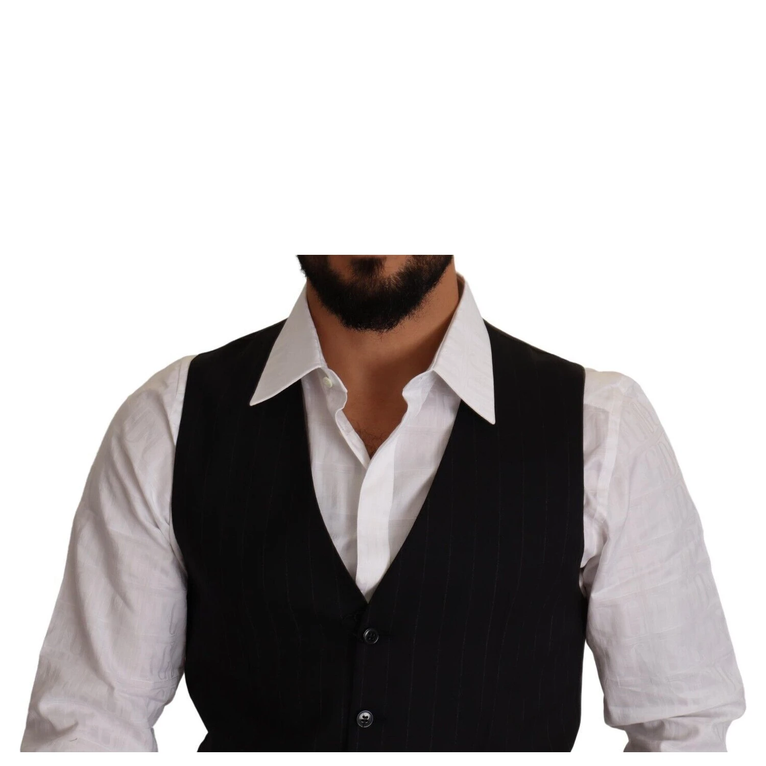 Blue Striped Wool Stretch Waistcoat Vest