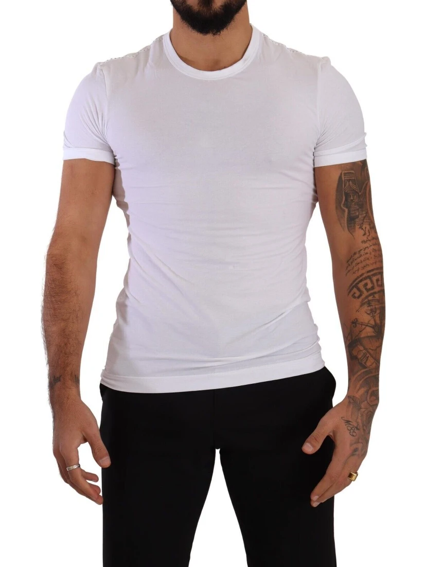 White Round Neck Cotton Stretch T-shirt Underwear