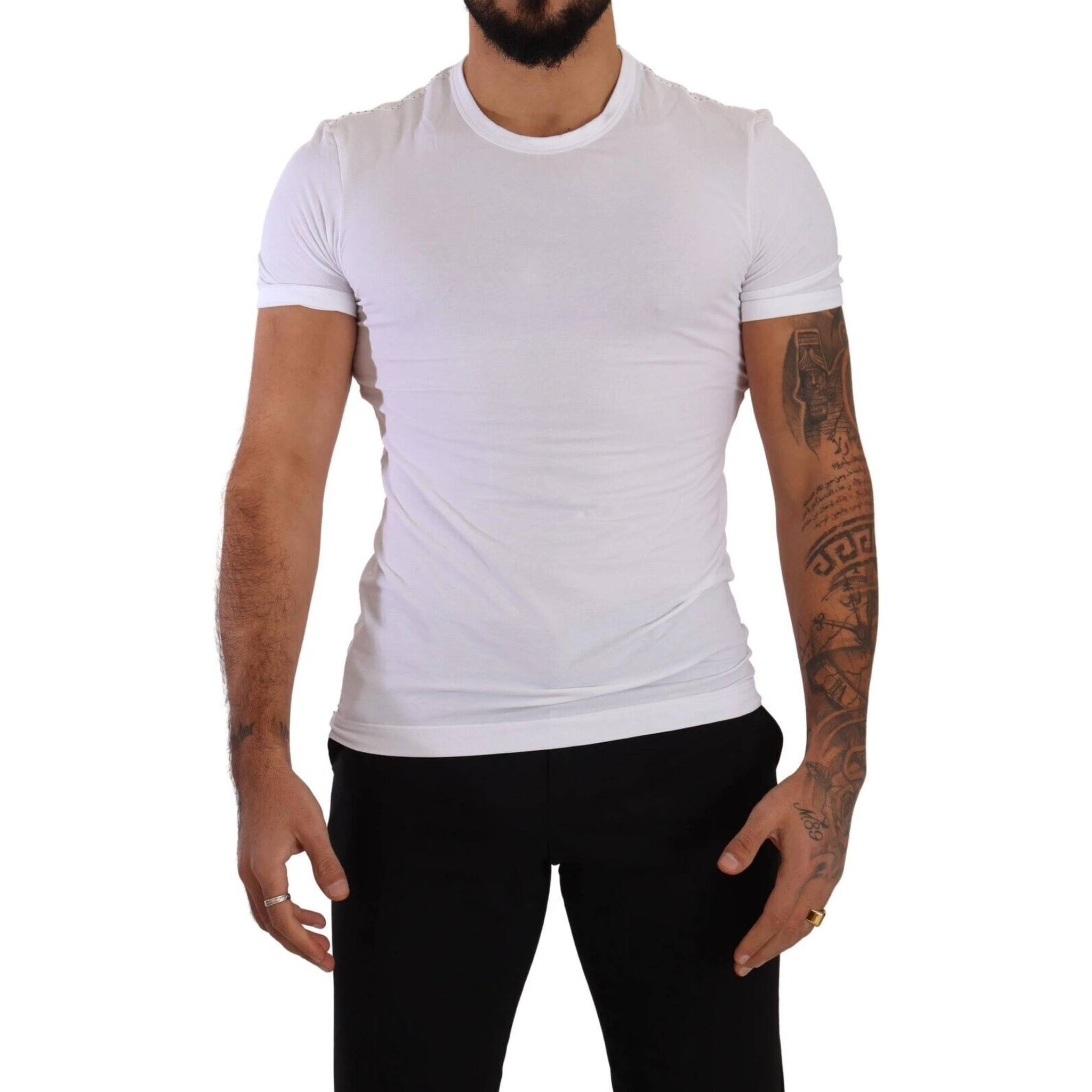 White Round Neck Cotton Stretch T-shirt Underwear