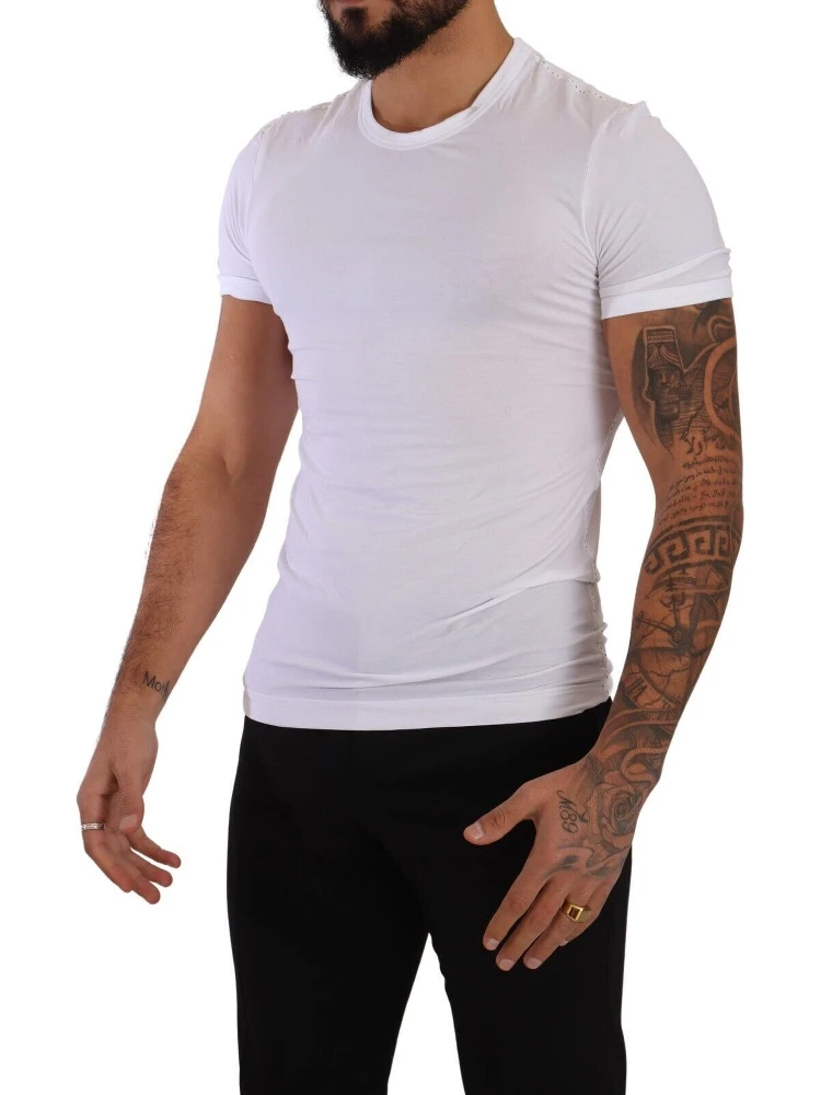 White Round Neck Cotton Stretch T-shirt Underwear alternative