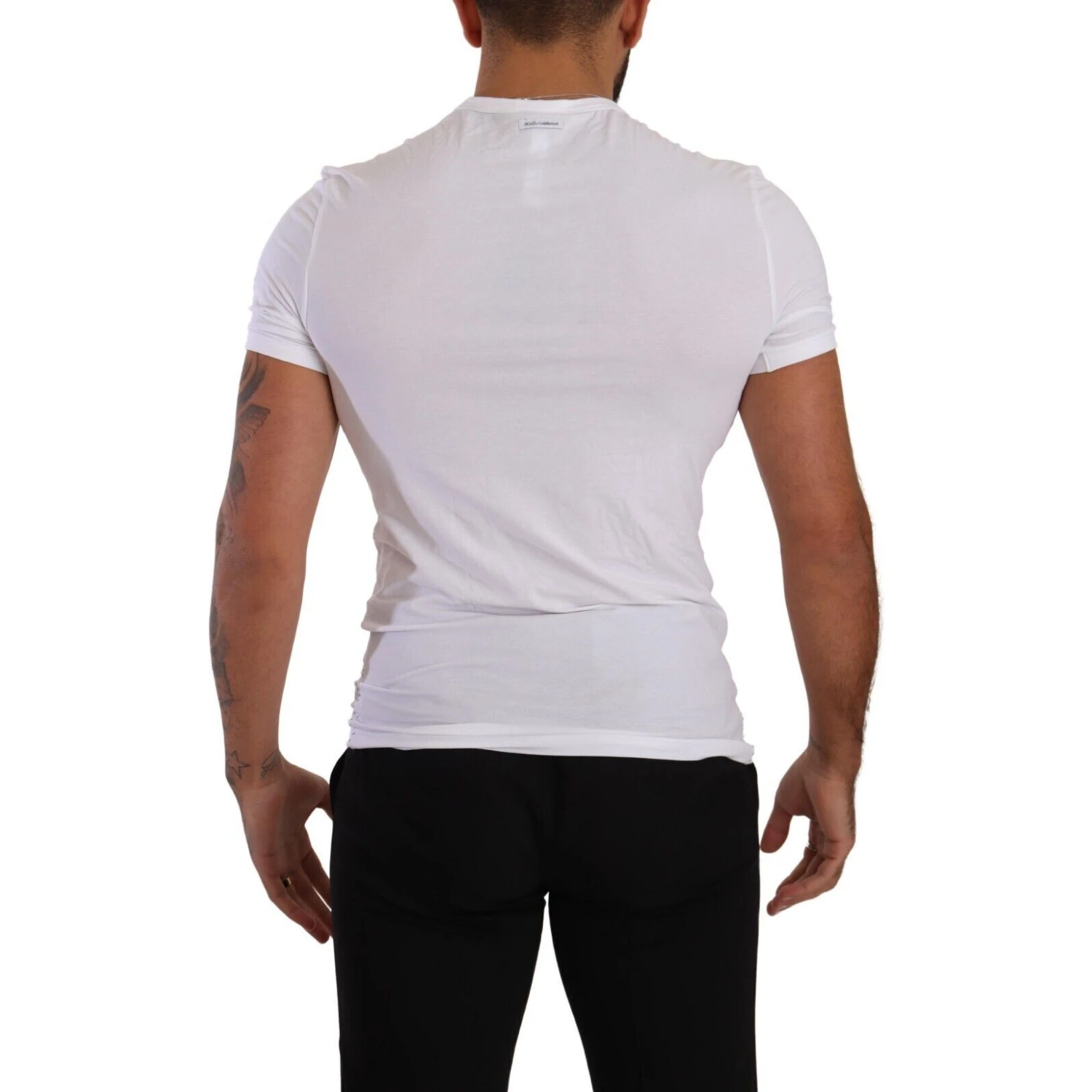 White Round Neck Cotton Stretch T-shirt Underwear