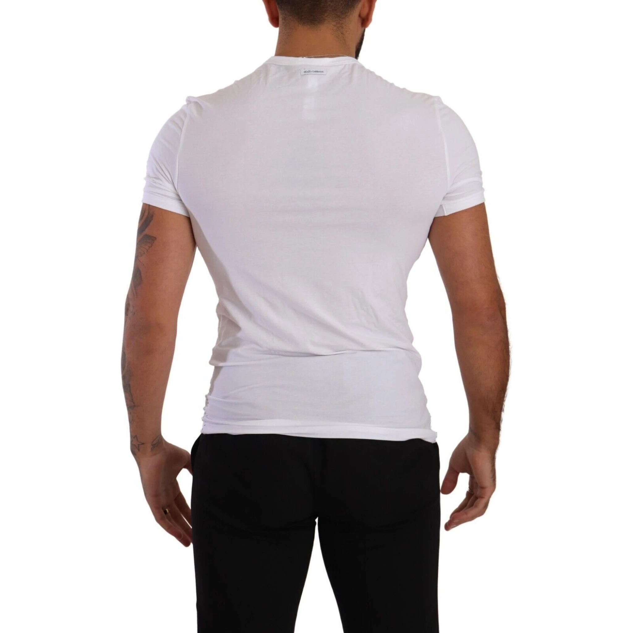 White Round Neck Cotton Stretch T-shirt Underwear