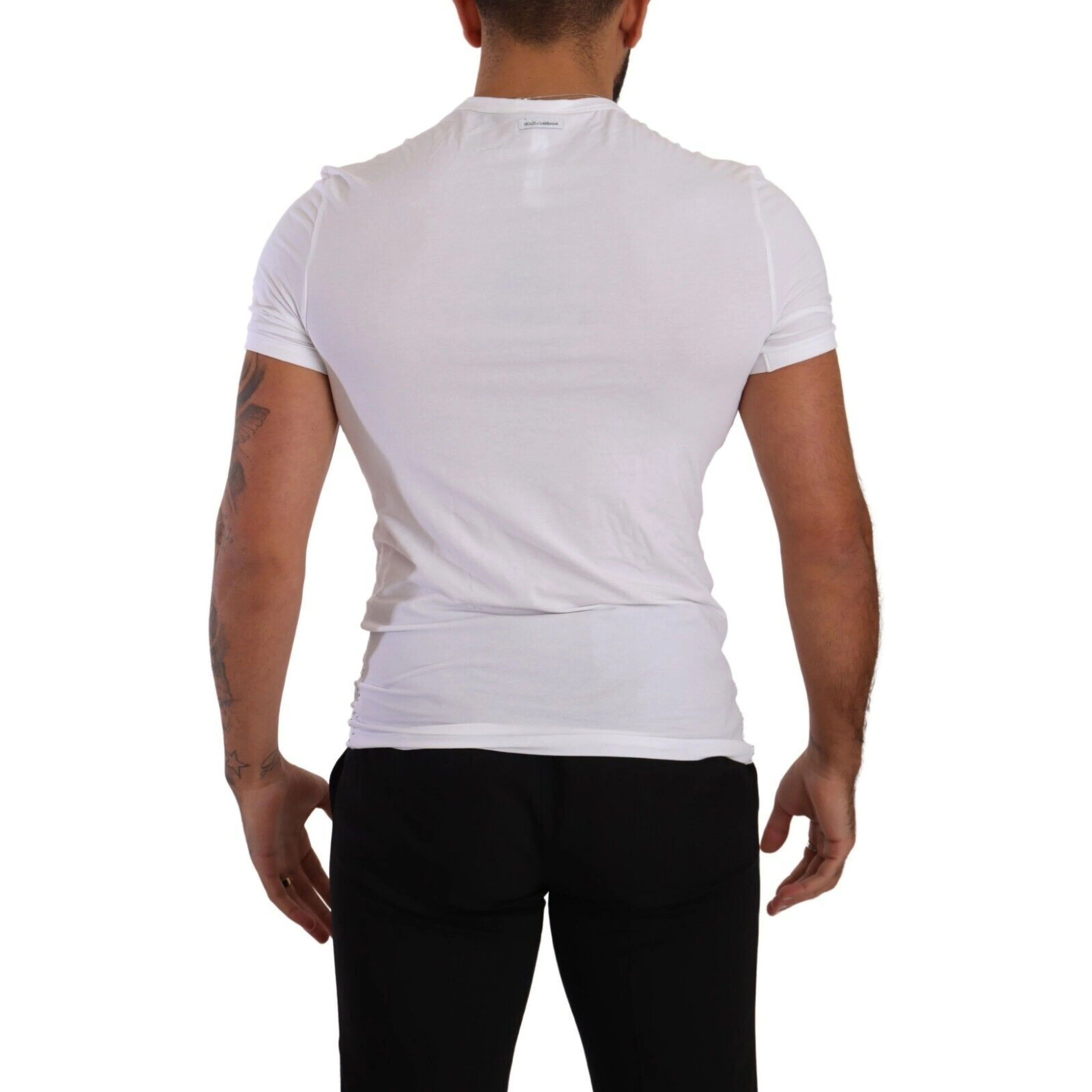 White Round Neck Cotton Stretch T-shirt Underwear