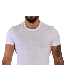 White Round Neck Cotton Stretch T-shirt Underwear