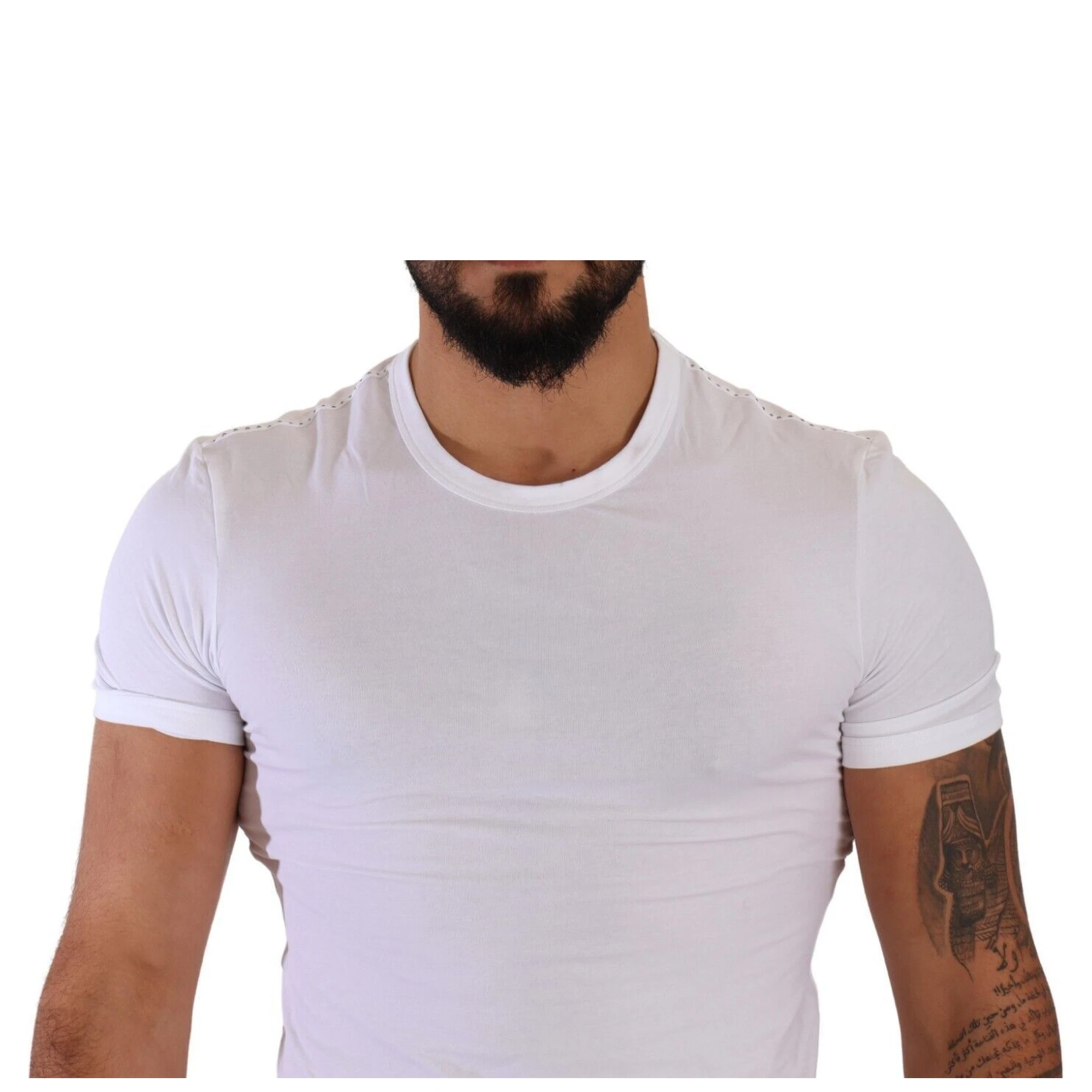 White Round Neck Cotton Stretch T-shirt Underwear