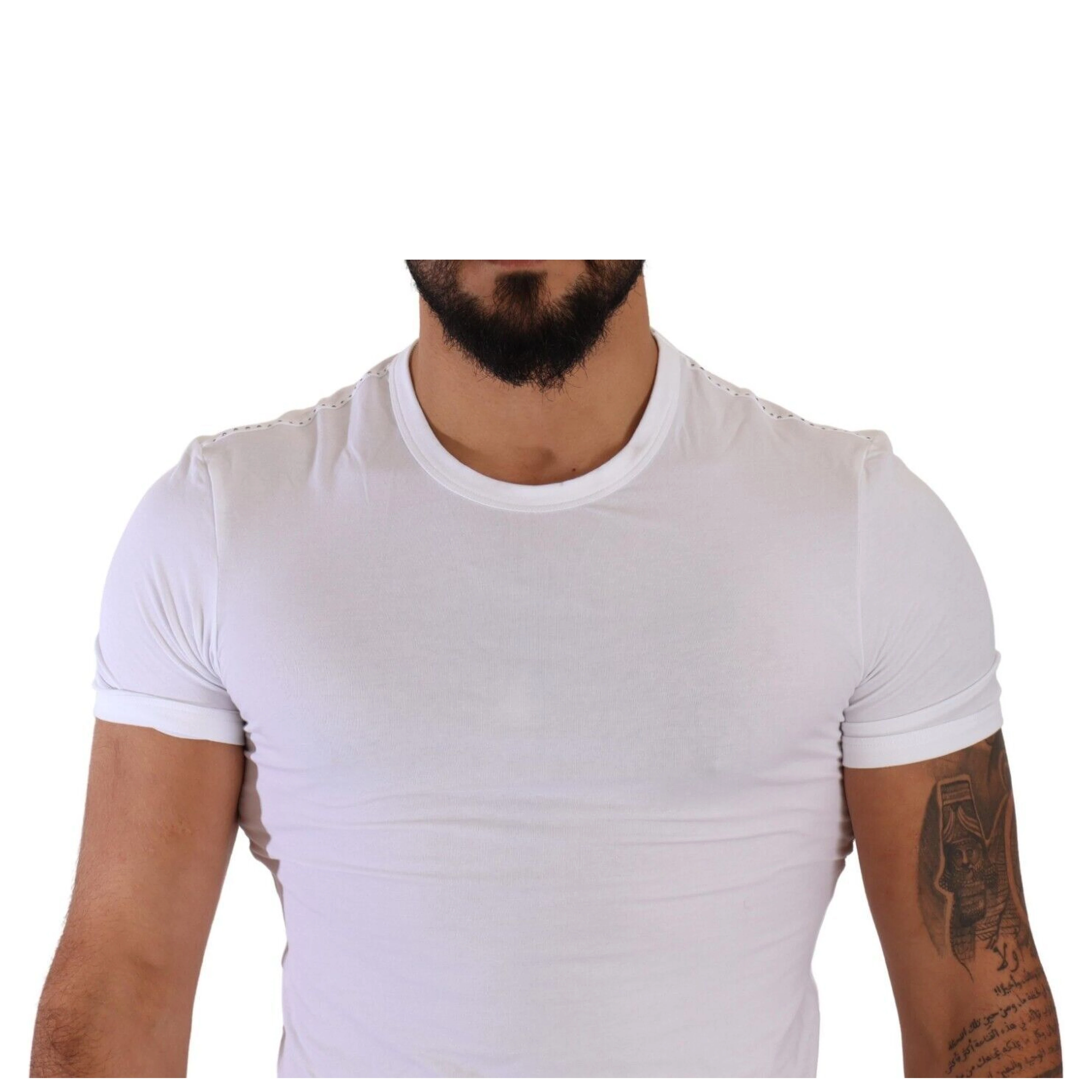White Round Neck Cotton Stretch T-shirt Underwear