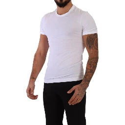 White Round Neck Cotton Stretch T-shirt Underwear