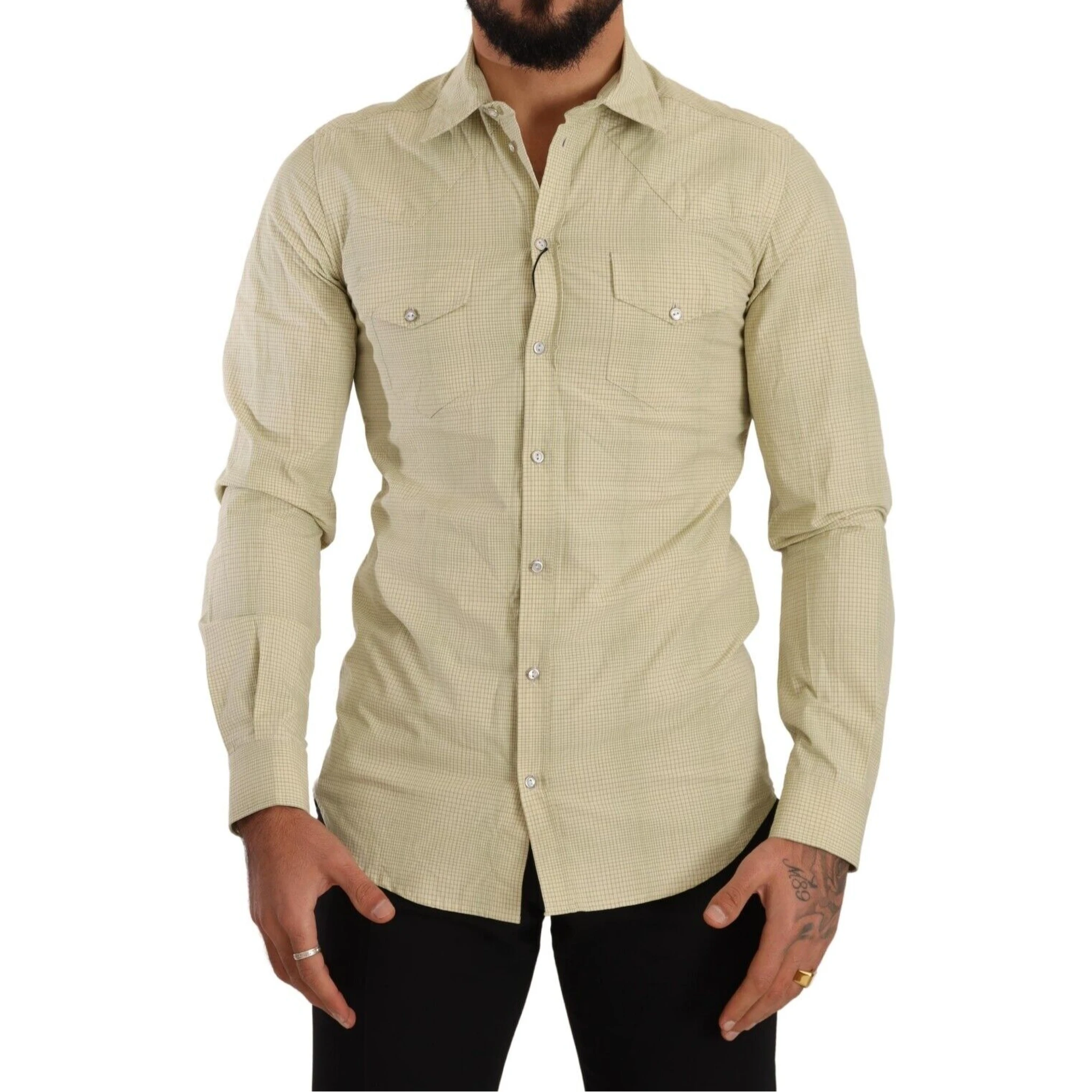 Yellow SICILIA Cotton Casual Slim Fit Shirt