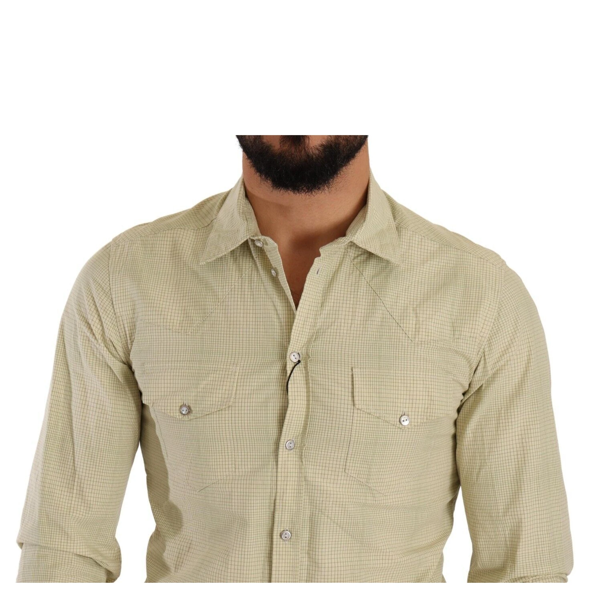 Yellow SICILIA Cotton Casual Slim Fit Shirt