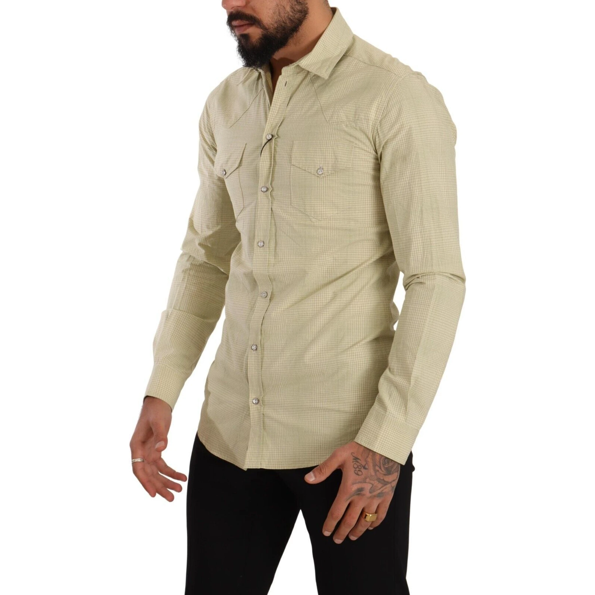 Yellow SICILIA Cotton Casual Slim Fit Shirt