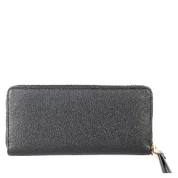 Jet Set Travel Large Black Pebble Leather Continental Wrist Wallet