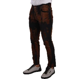 Black Brown Tie Dye Cotton Skinny Denim Jeans
