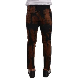 Black Brown Tie Dye Cotton Skinny Denim Jeans