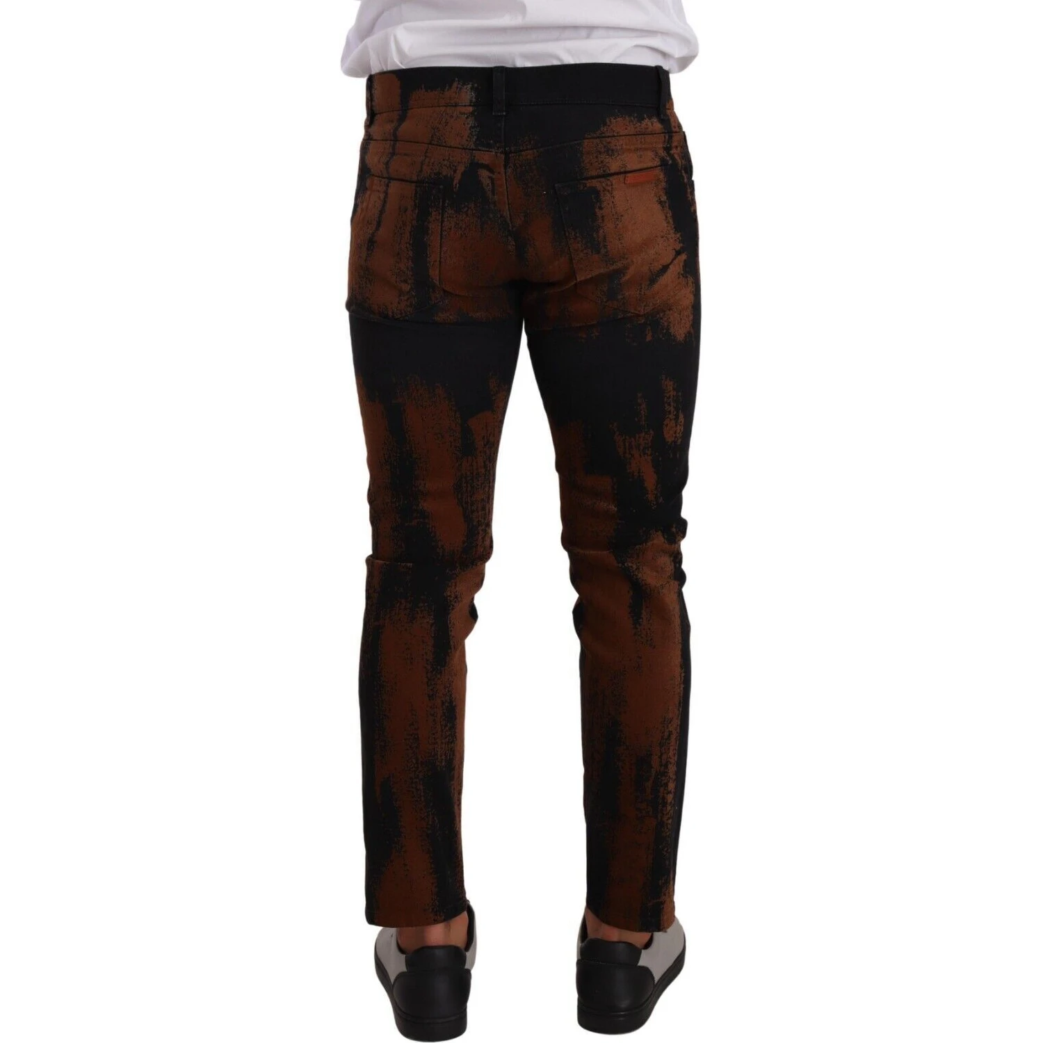 Black Brown Tie Dye Cotton Skinny Denim Jeans