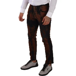 Black Brown Tie Dye Cotton Skinny Denim Jeans