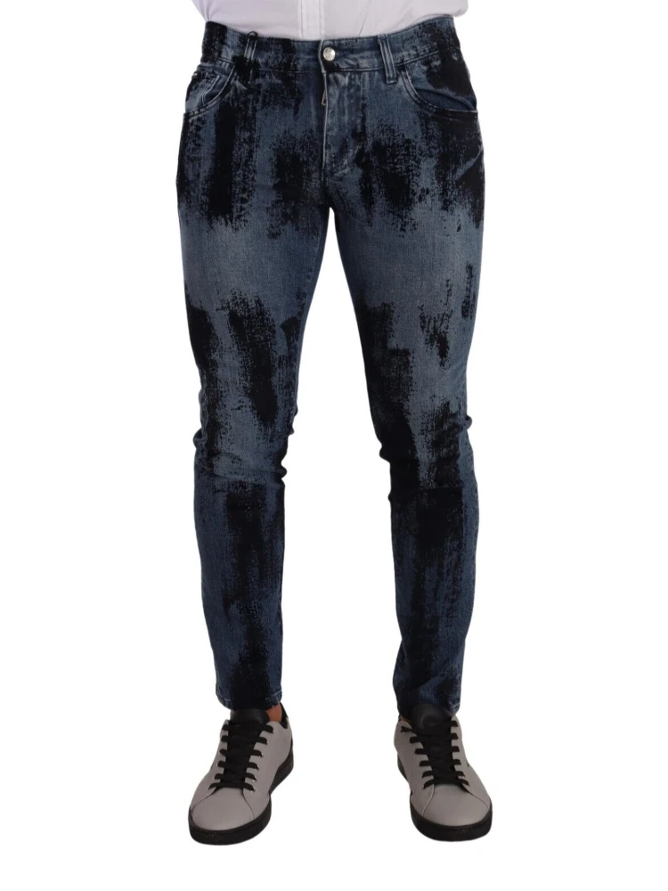 Blue Black Cotton Skinny Denim Jeans