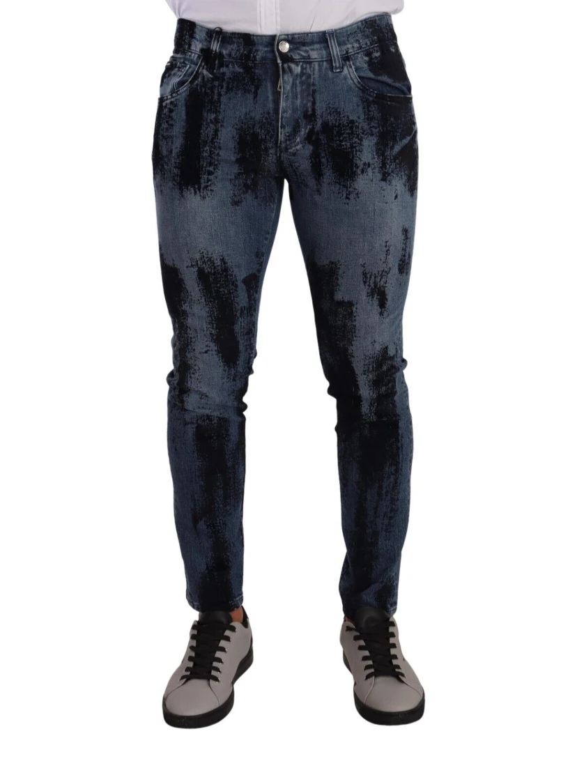 Blue Black Cotton Skinny Denim Jeans