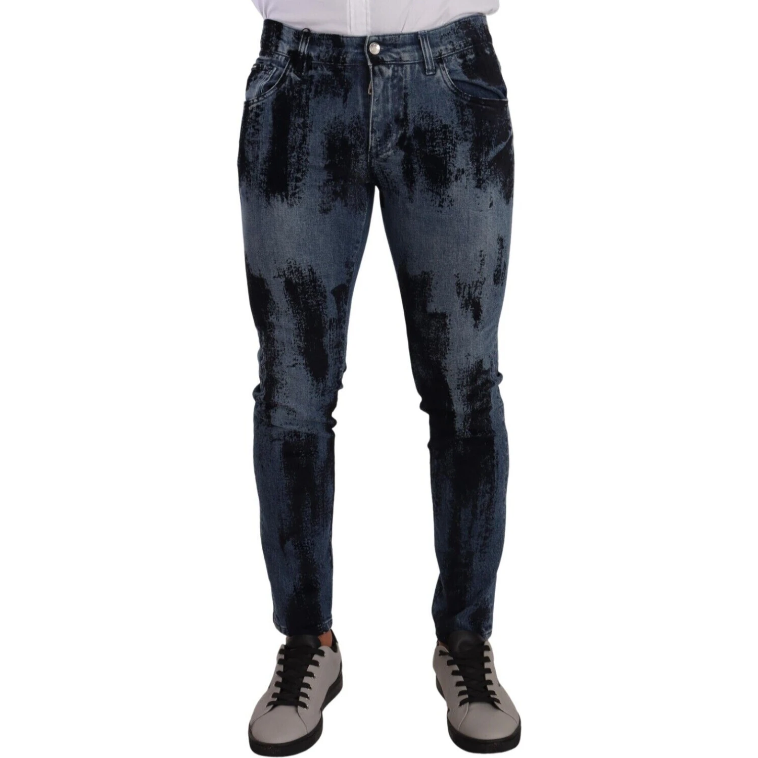 Blue Black Cotton Skinny Denim Jeans