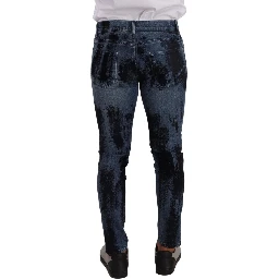 Blue Black Cotton Skinny Denim Jeans