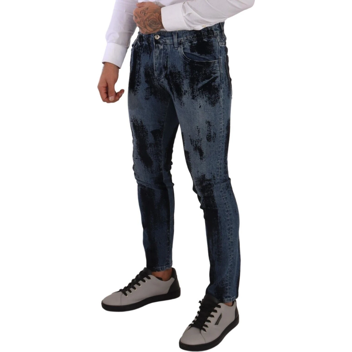 Blue Black Cotton Skinny Denim Jeans