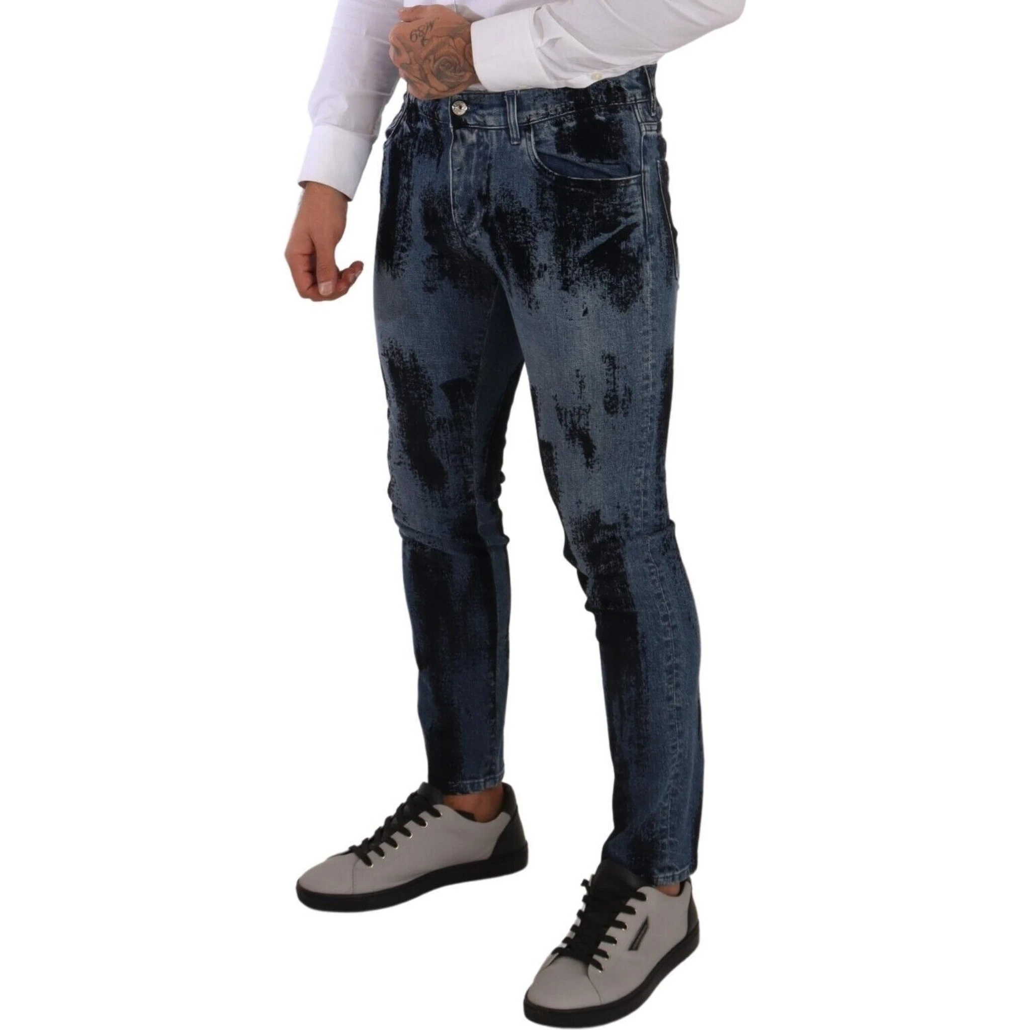 Blue Black Cotton Skinny Denim Jeans
