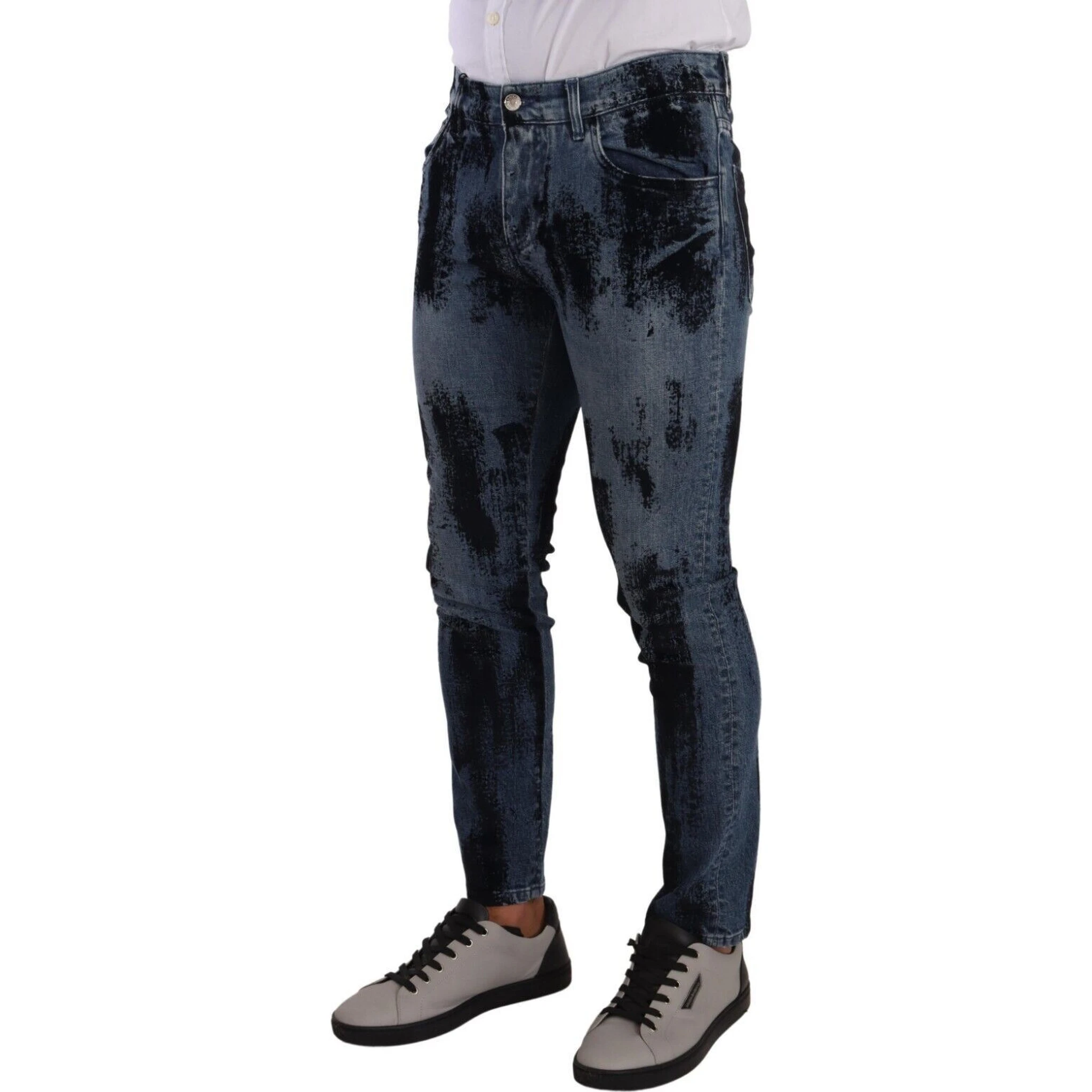 Blue Black Cotton Skinny Denim Jeans