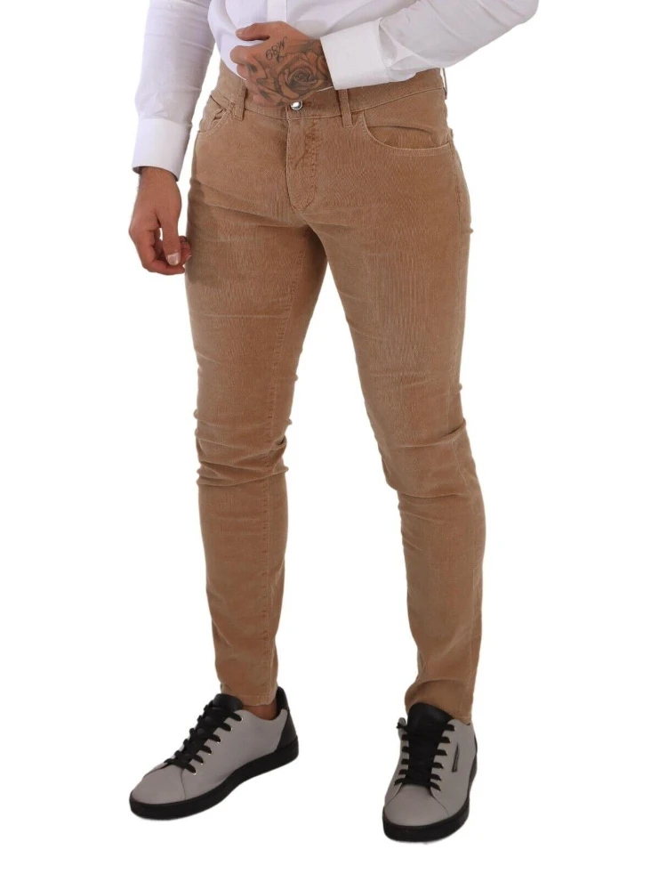 Brown Corduroy Cotton Skinny Slim Fit Jeans alternative